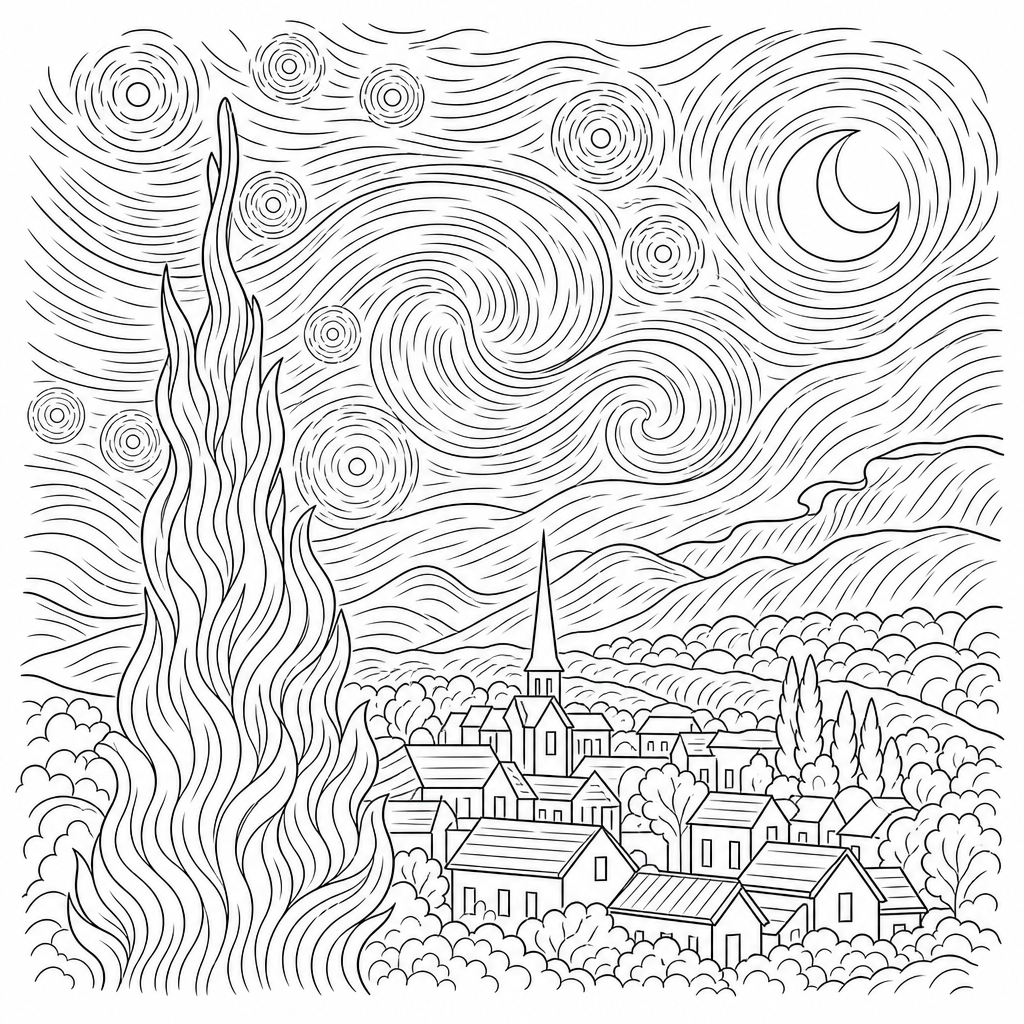 Elegant Lines coloring page